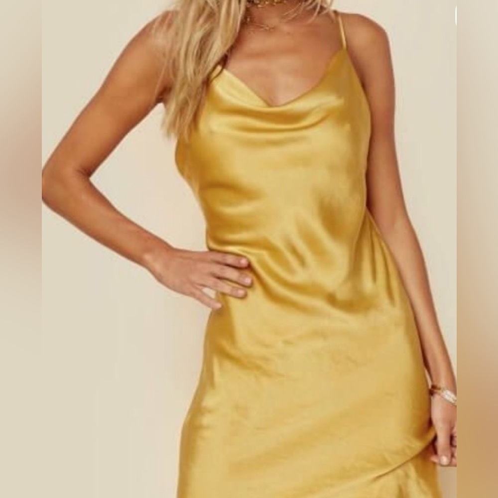 Chic Gold Satin Slip Dress